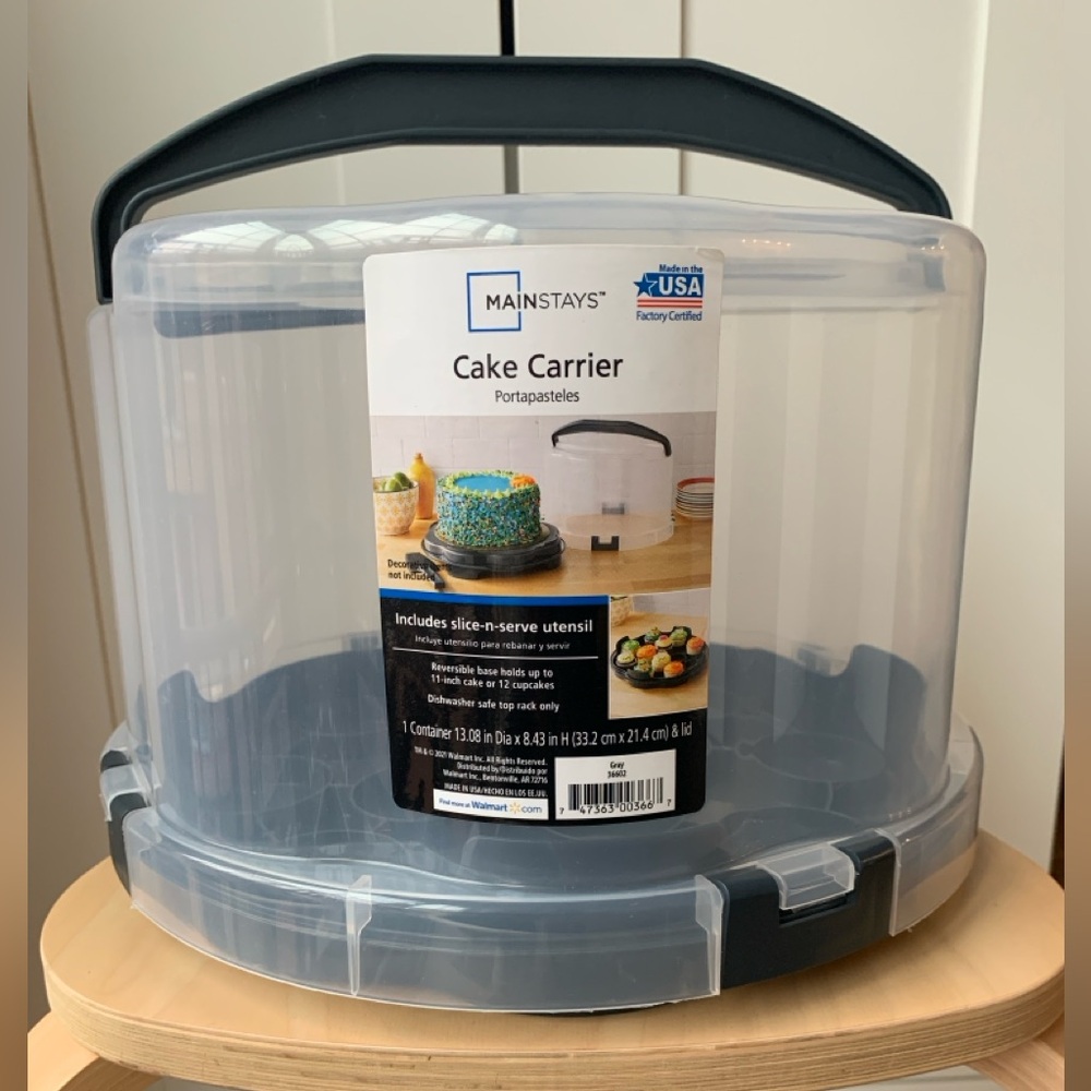 NWT Mainstays Cake Carrier with Slice-n-Serve Utensil-Dishwasher Safe